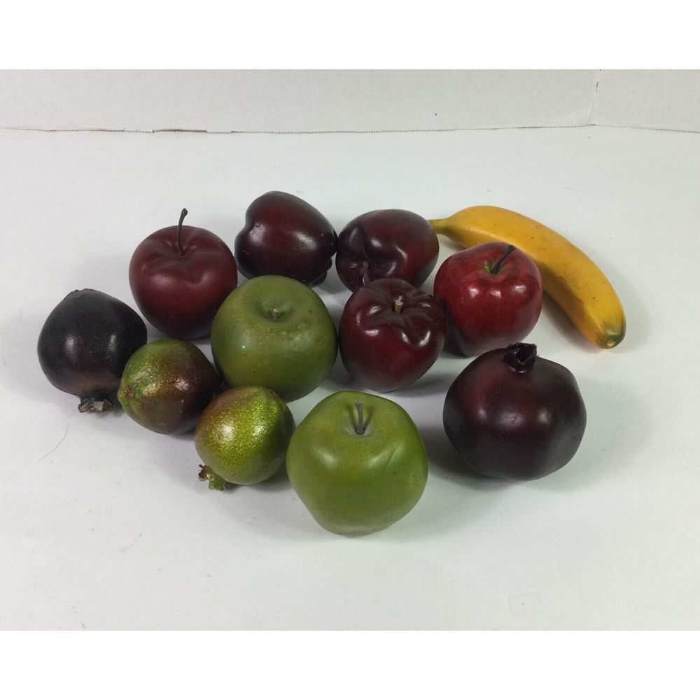 Vintage Artificial Fruit Decorations Lot of 7 Apples 4 Pomegranate 1 Banana‎